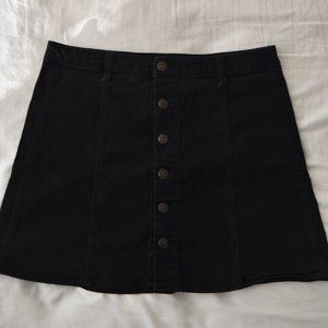 black denim button up skirt